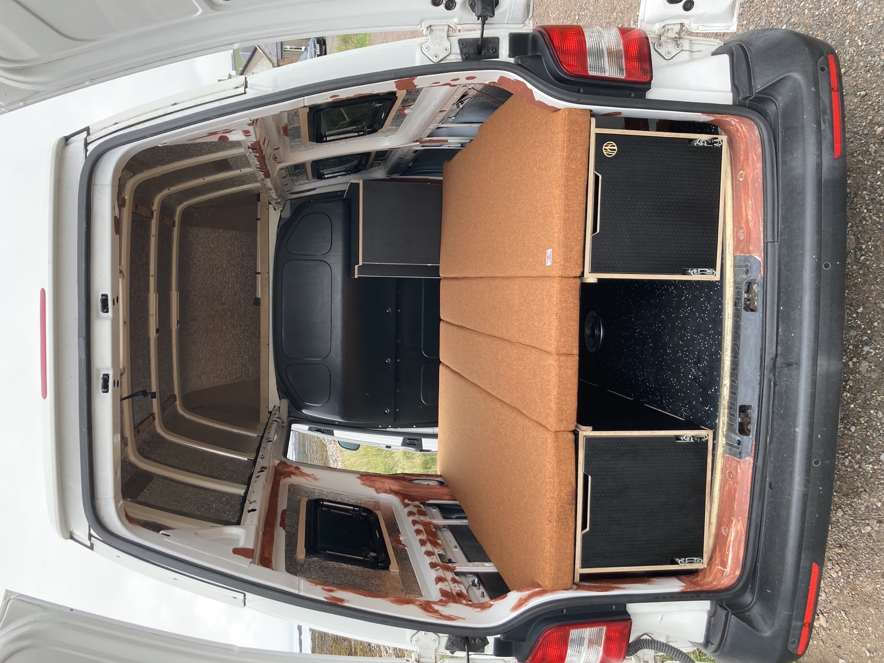 Assynt system converted into a double bed across the van