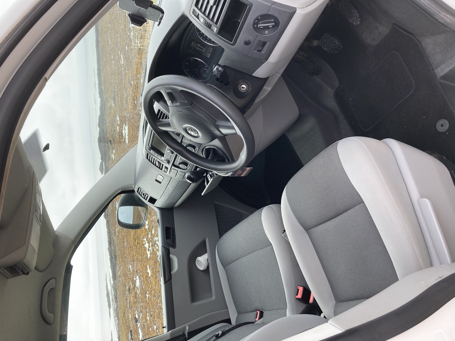 Clean original cloth cab of the right-hand-drive Transporter